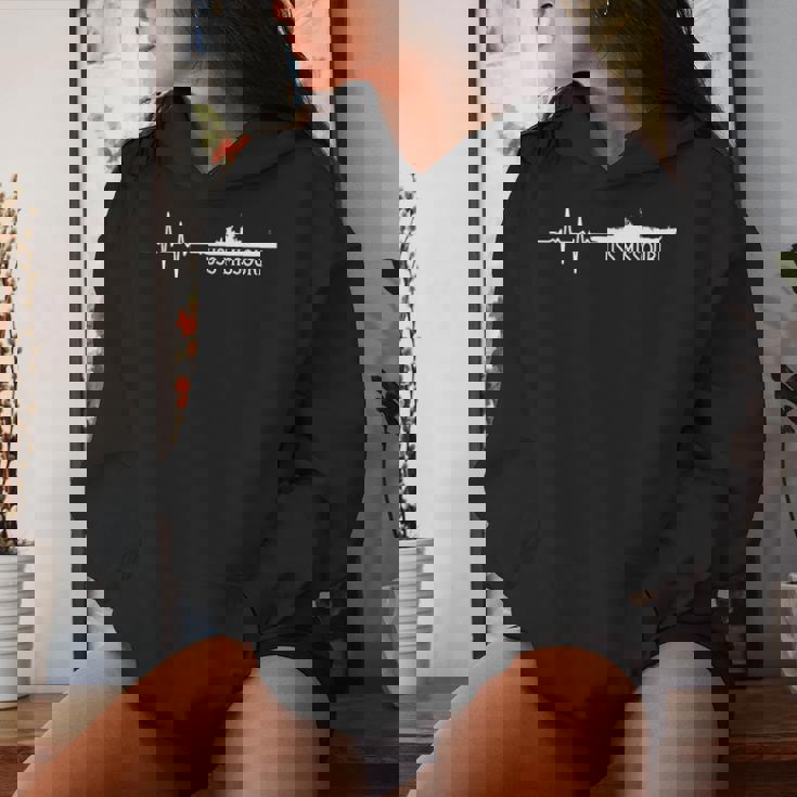 Ekg Heartbeat Uss Missouri Bb-63 Acorazado Sudadera con capucha para mujer Regalos para ella