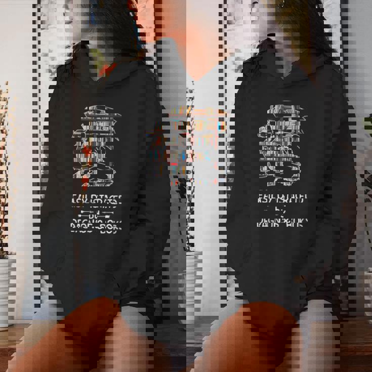 Facilement Distrait Par Les Dragons Et Les Livres Cadeau Amusant Sweat à capuche femme Cadeaux pour elle