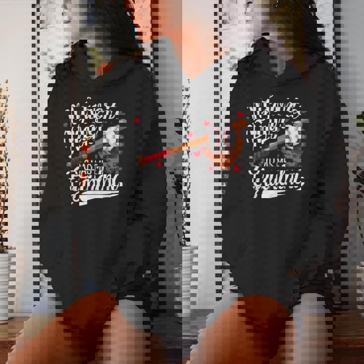 My Favorite Player Calls Me Grandma Baseball Heart Women Hoodie Gifts for Her
