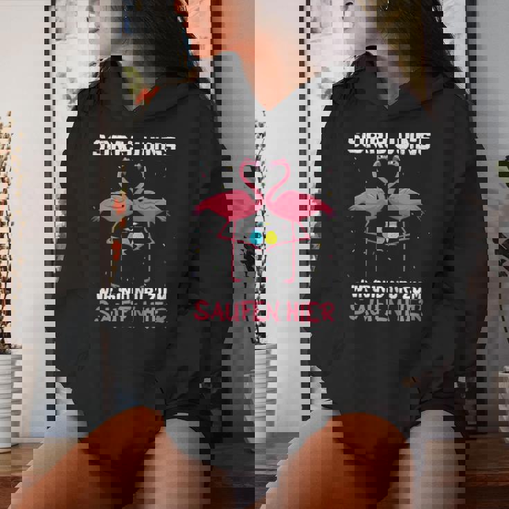Flamingo Sorry Jungs Wir Sind Nur Zum Saufen Hier Wein Party Kapuzenpullover für Damen Geschenke für Sie