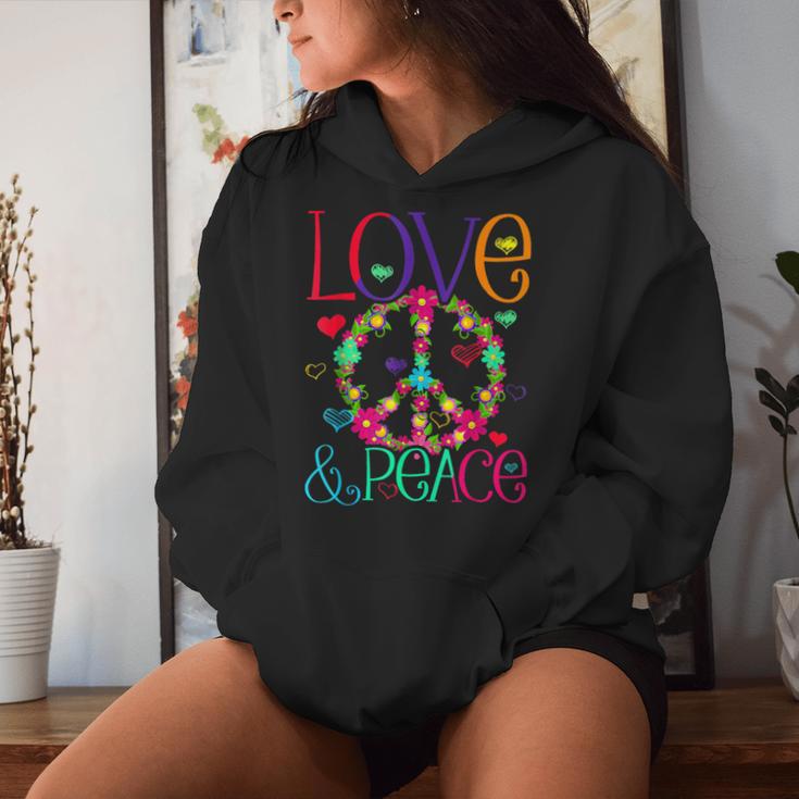 Flower Power Hippie Kostüm Love Peace 60Er 70Er Retro Kapuzenpullover für Damen Geschenke für Sie