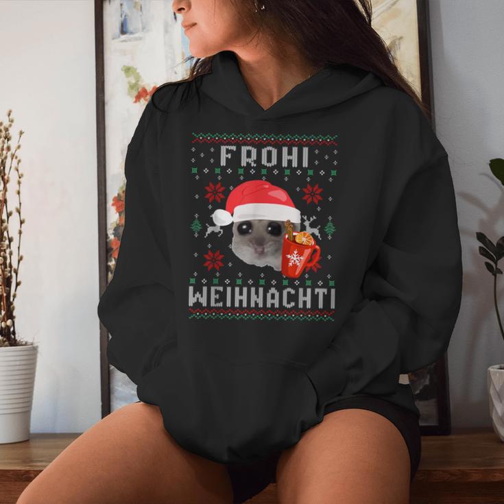 Frohi Weihnachti X Sad Hamster Meme Xmas Wine Mulled Wine Kapuzenpullover für Damen Geschenke für Sie