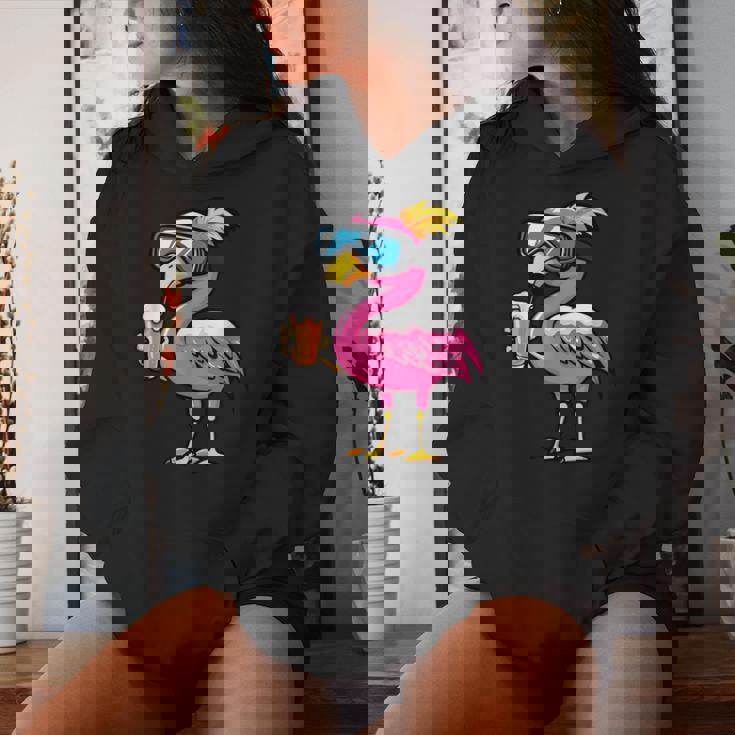 Ski Flamingo With Beer Apres Ski Comic Kapuzenpullover für Damen Geschenke für Sie