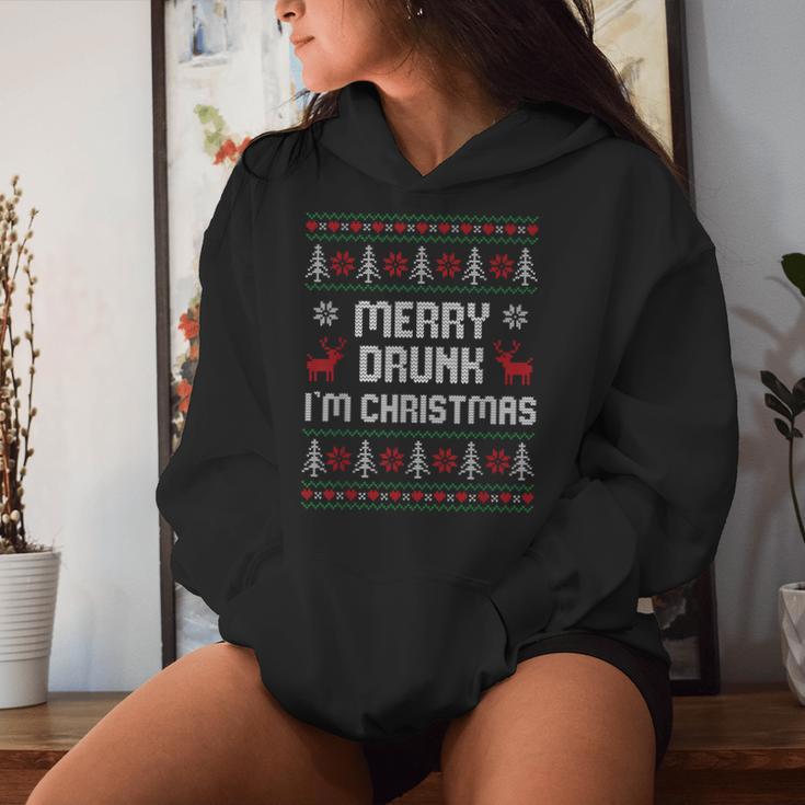 Ugly Christmas Drinking Merry Drunk I'm Christma Kapuzenpullover für Damen Geschenke für Sie