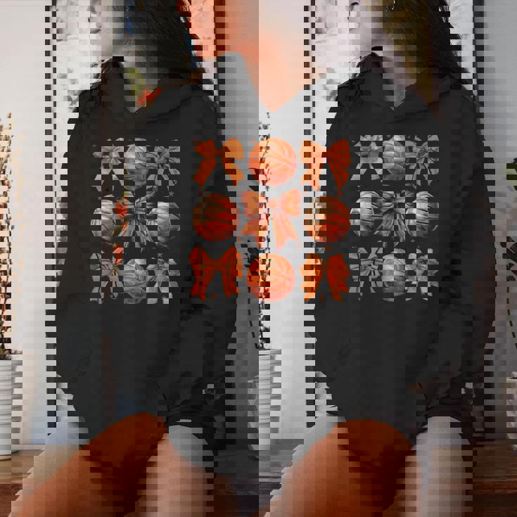 Girls Coquette Bow Basketball Mom Game Day Women Hoodie Gifts for Her