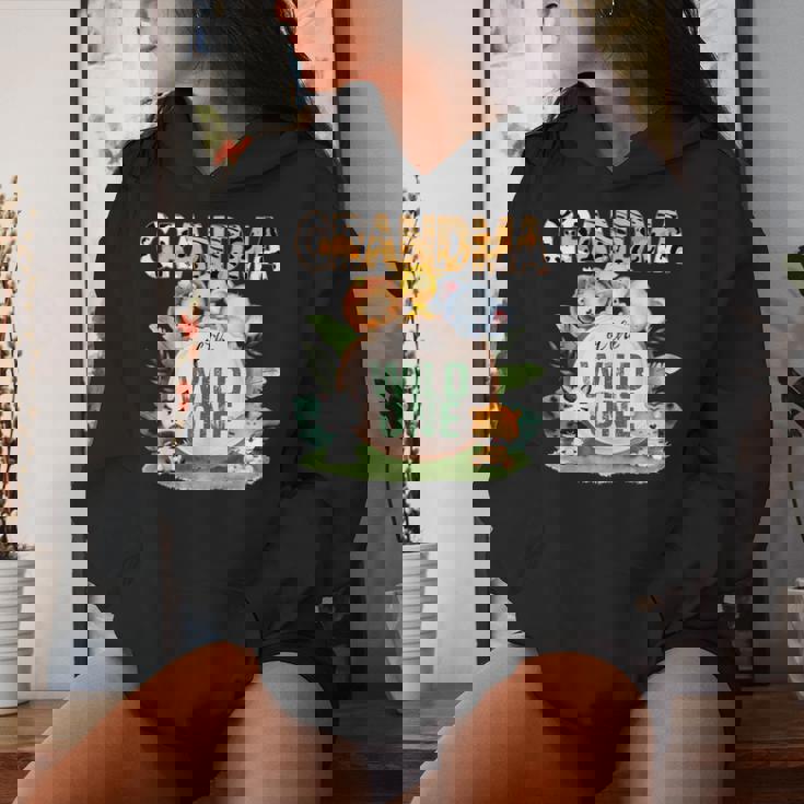 Grandma Of The Wild One 1St Birthday Safari Family Matching Women Hoodie Gifts for Her