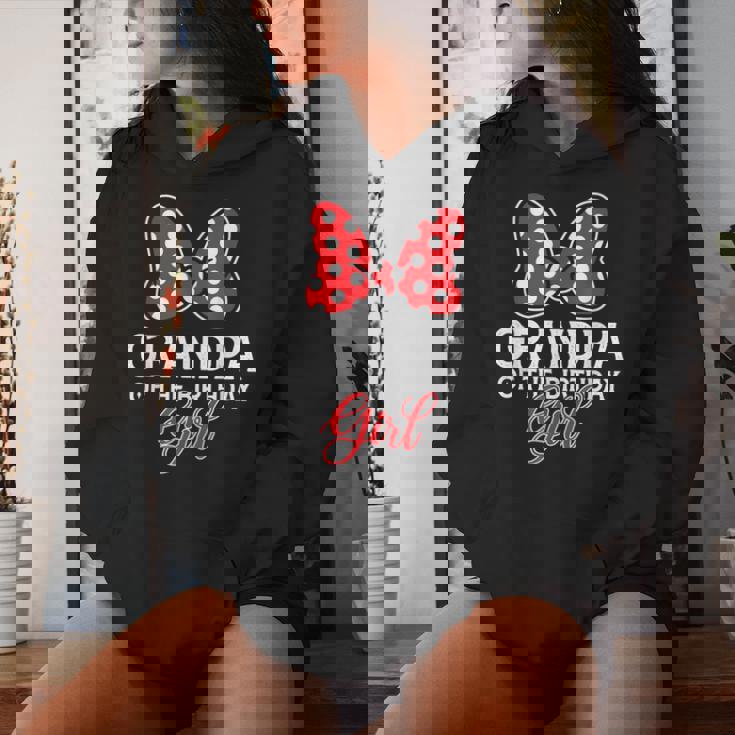 Grandpa Of The Birthday Girl Cute Pink Bow Family Matching Women Hoodie Gifts for Her