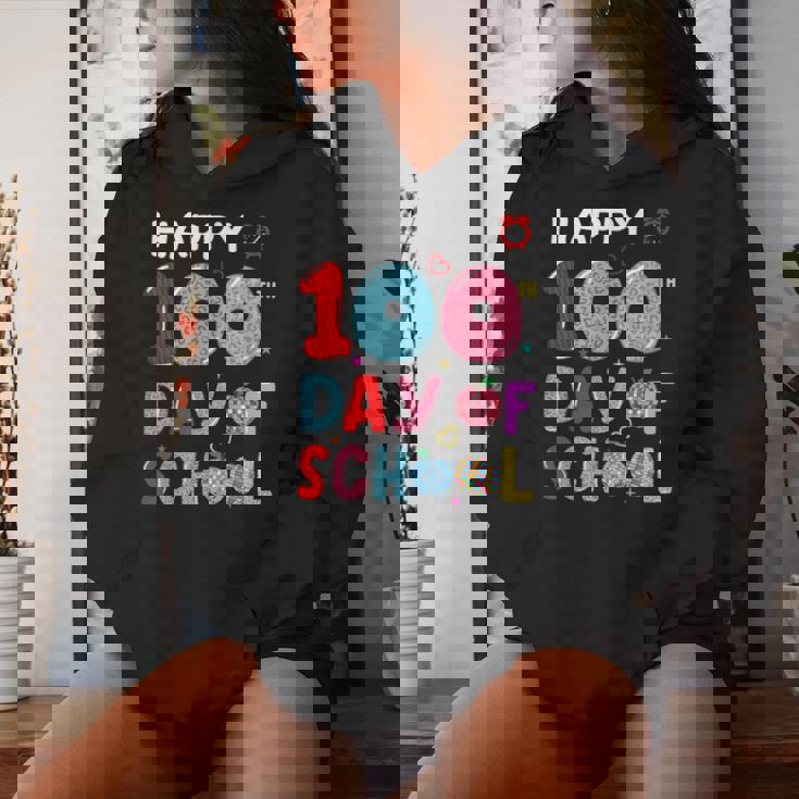 Happy 100Th Day Of School Leopard 100 Days School Girl Boys Women Hoodie Gifts for Her