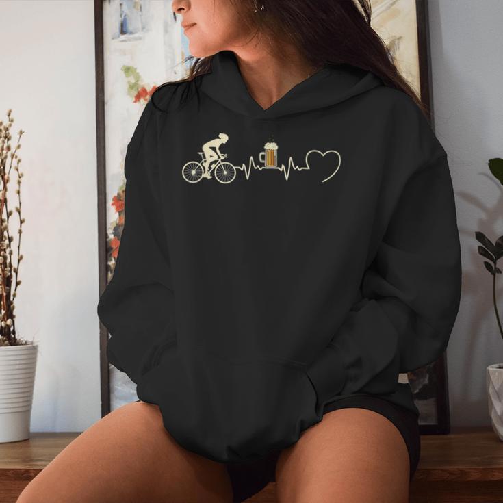 Heartbeat Bicycle Beer Humour Idea Cyclist Kapuzenpullover für Damen Geschenke für Sie