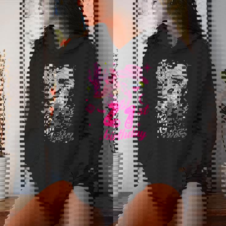 Howdy Cowboy Hat Pink Boots Disco Ball 21St Birthday Women Hoodie Gifts for Her