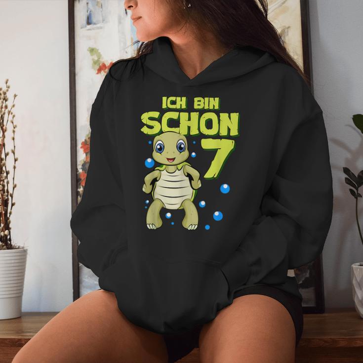 Ich Bin Schon 7 Years Boy Girl Birthday Turtle Kapuzenpullover für Damen Geschenke für Sie