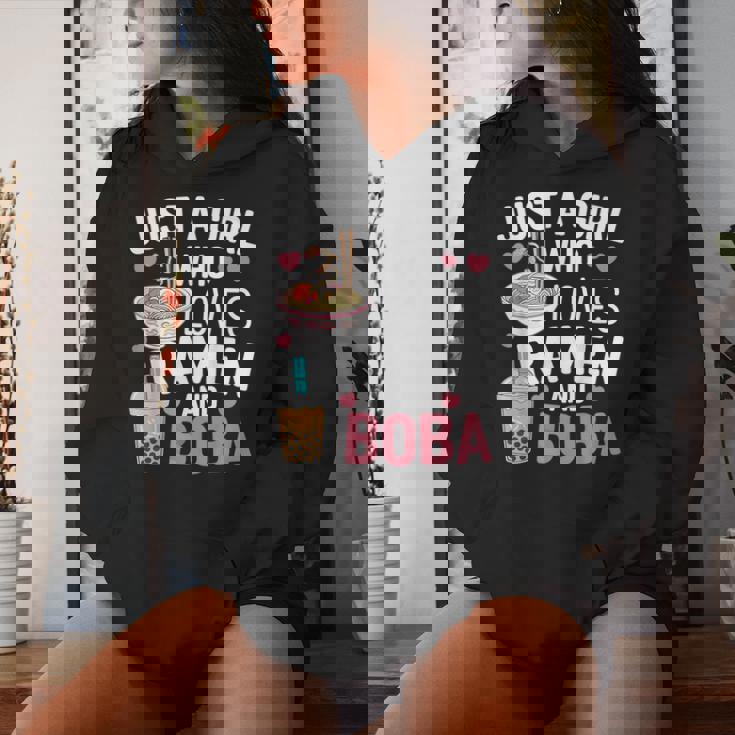 Just A Girl Who Loves Ramen And Boba Bubble Tea Tea Japanese Women Hoodie Gifts for Her