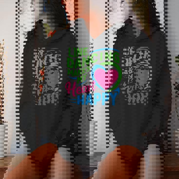 Line Dancing Hace Mi Corazón Feliz Danza Cuello Sudadera con capucha para mujer Regalos para ella