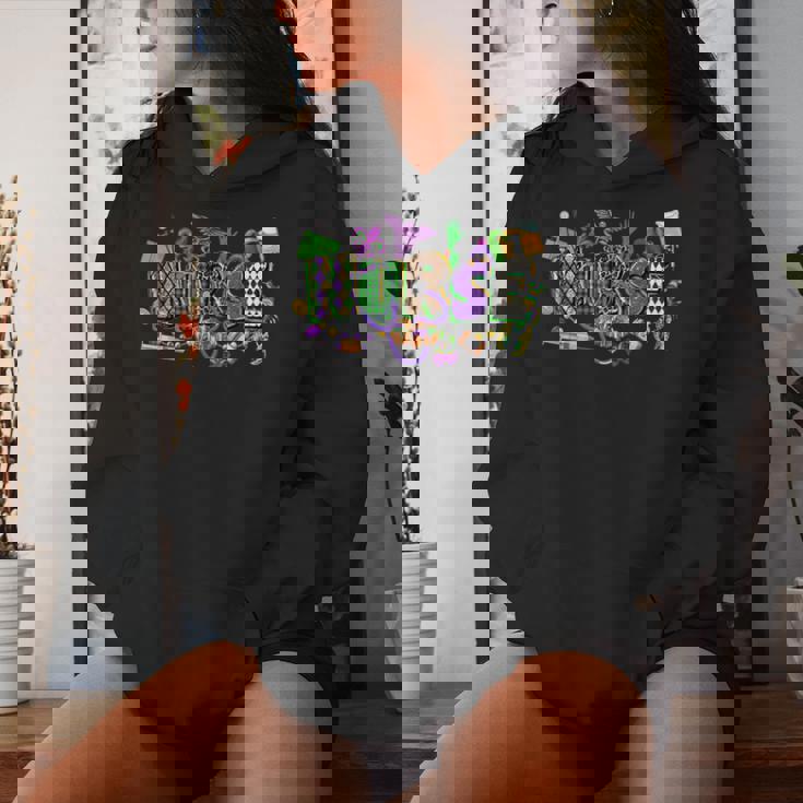 Mardi Gras Nurse Carnival Parade Icu Rn Nursing School Women Women Hoodie Gifts for Her