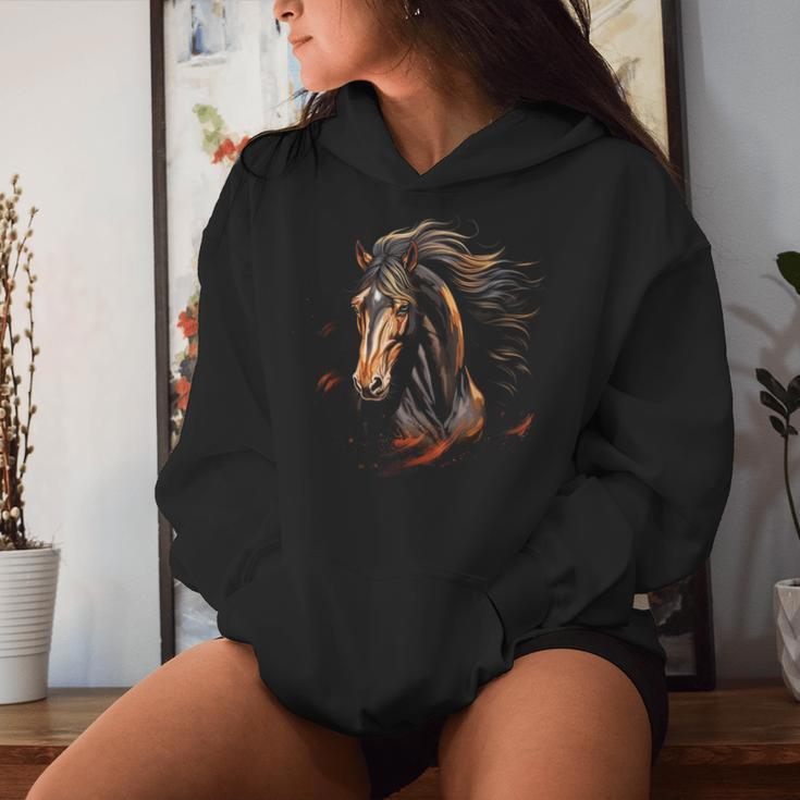 Mustang Horse Wilderness Colourful Horse Lovers Animal World Riding Kapuzenpullover für Damen Geschenke für Sie