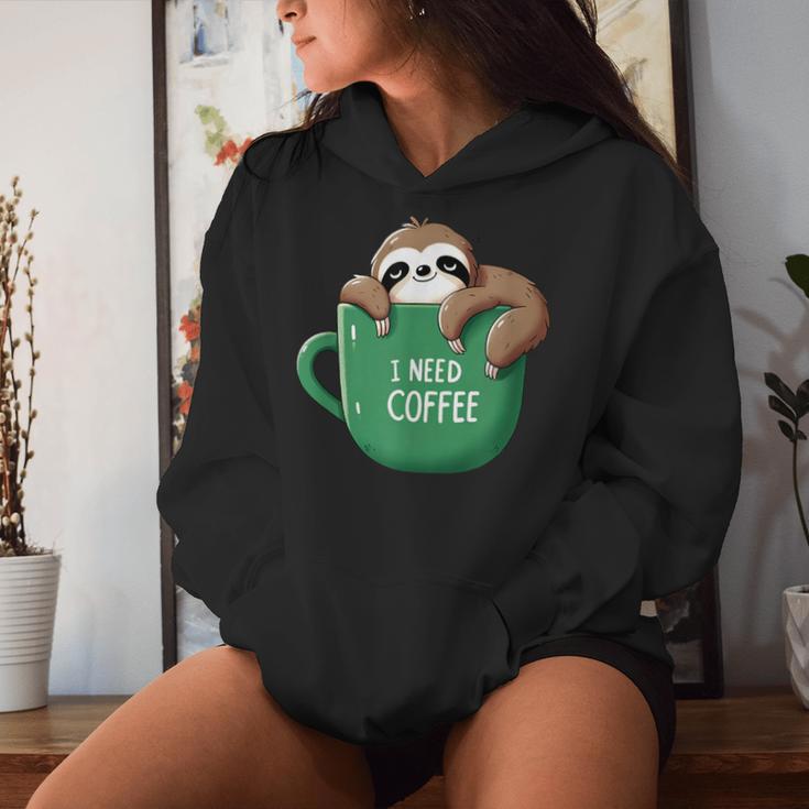 I Need Coffee Sloth Coffee Tired Sleeping Kapuzenpullover für Damen Geschenke für Sie