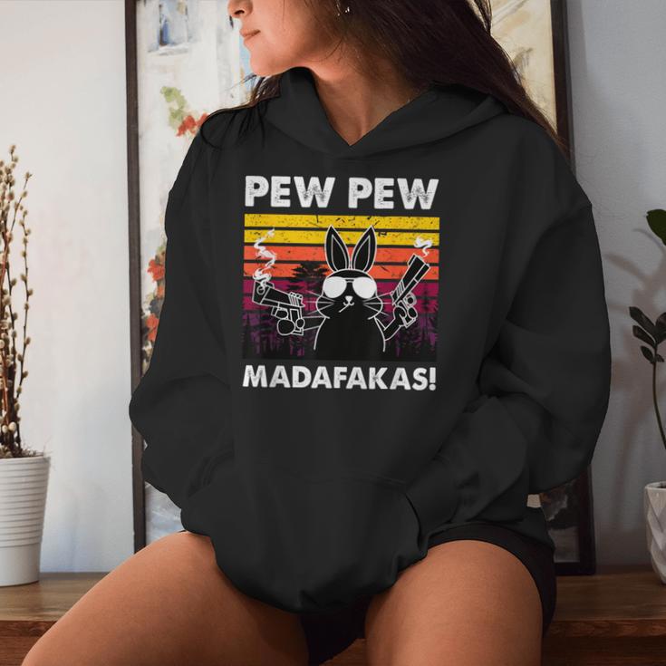 Pew Pew Madafakas Women'sintage Rabbit Crazy Rabbit Kapuzenpullover für Damen Geschenke für Sie