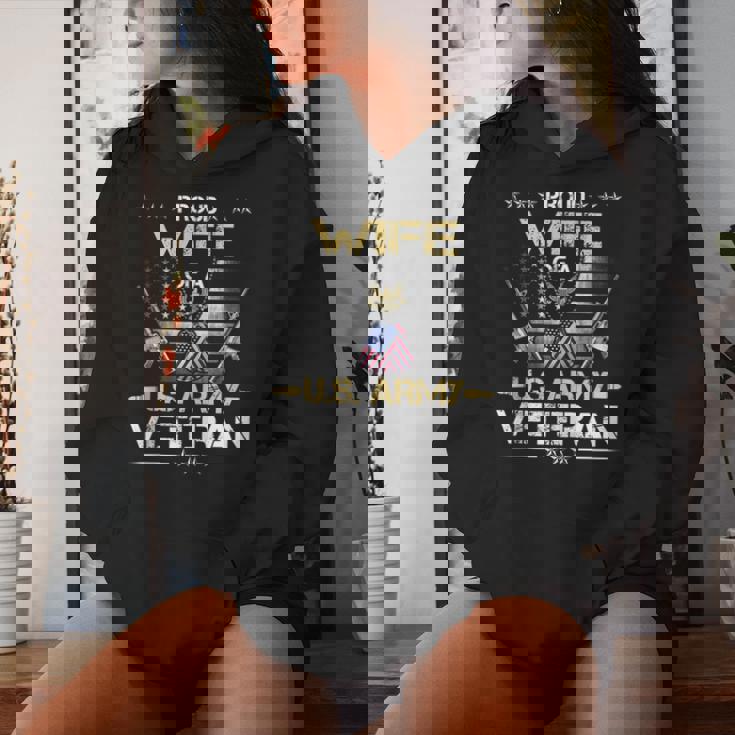 Proud Wife Of A US Army Veteran Flag Veterans Day Women Hoodie Gifts for Her
