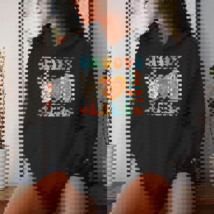 Retro Groovy Lala Grandma Hippie Family Matching Women Hoodie Gifts for Her