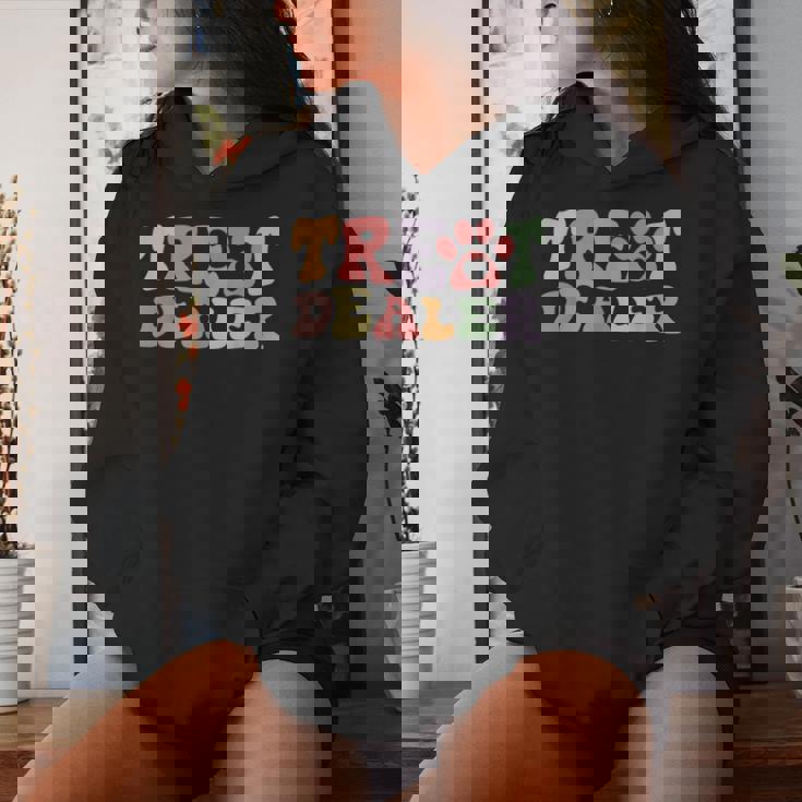 Retro Groovy Treat Dealer Dogs Owner Treats Pet Dog Lover Women Hoodie Gifts for Her