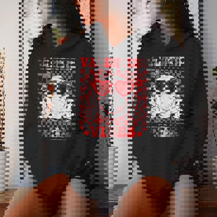 Retro Groovy Valentines Day Girl Valentine Vibes Women Hoodie Gifts for Her