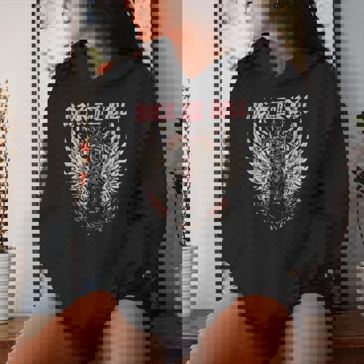 Rock And Roll Guitarraintage Rock Música Sudadera con capucha para mujer Regalos para ella