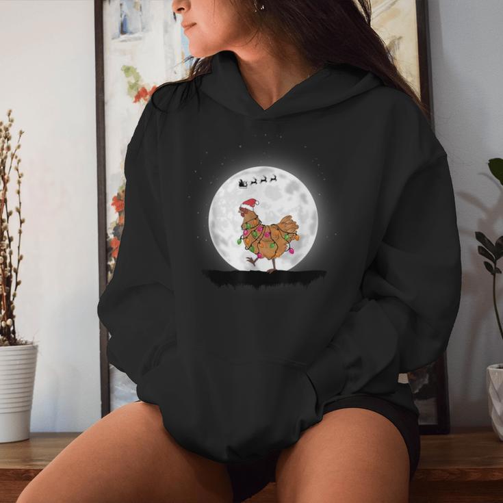 Santa Chicken Christmas Lights Chicken Farmer Christmas Kapuzenpullover für Damen Geschenke für Sie