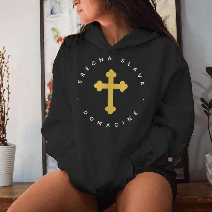 Srecna Slava Domacine Kapuzenpullover für Damen Geschenke für Sie