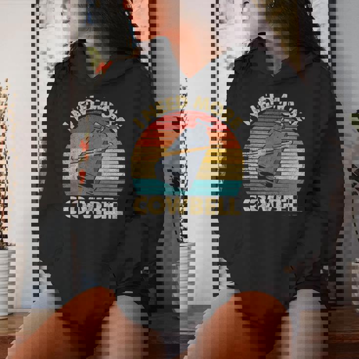 Vintage More Cowbell Sarcastic Humor Music Lover Women Hoodie Gifts for Her