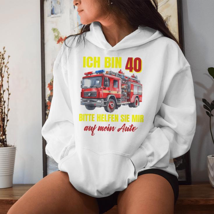 40Th Birthday Man Woman Fire Brigade Blue Kapuzenpullover für Damen Geschenke für Sie