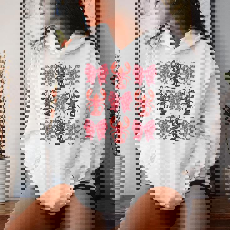 Cute Coquette Bow Crawfish Graphic Y2k Girls Aesthetic Women Hoodie Gifts for Her