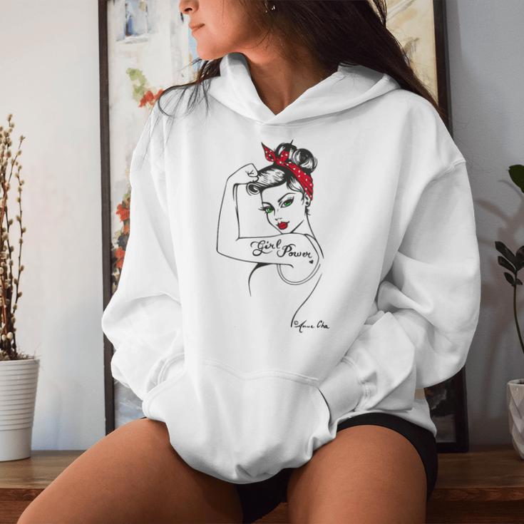 Girl Powerintage Pin Up Retro Strong Woman Unbreakable Gray Kapuzenpullover für Damen Geschenke für Sie