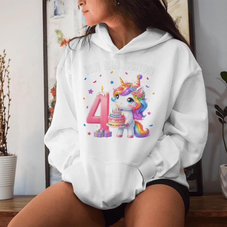 Kinder 4 Geburtstag Mädchen 4 Jahre Einhorn Party Outfit Einhorn Kapuzenpullover für Damen Geschenke für Sie