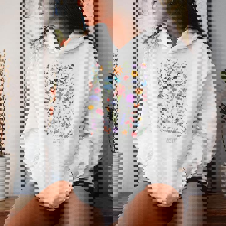 Nature Queen Flowers Floral Manga Larga Sudadera con capucha para mujer Regalos para ella