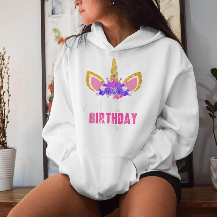 Women's Mummy Of The Birthday Girl Unicorn Mum Birthday Party Mother Blue Kapuzenpullover für Damen Geschenke für Sie