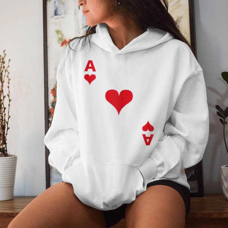 Women's Playing Card Heart Ace Card Costume Fancy Dress Ass Groups Kapuzenpullover für Damen Geschenke für Sie