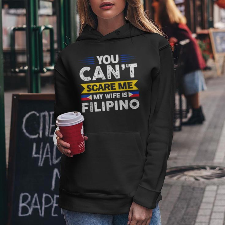 You Can't Scare Me My Wife Is Filipino Filipian Flag Kapuzenpullover für Damen Lustige Geschenke