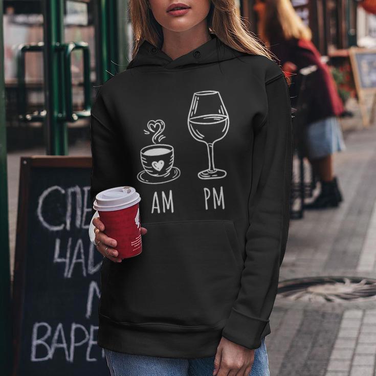 Am Coffee Pm Wine Drink Wine Loveino Kapuzenpullover für Damen Lustige Geschenke