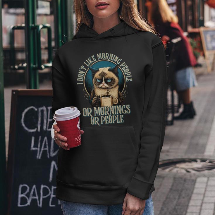 I Hate Morning People And Mornings And People Coffee Cat Kapuzenpullover für Damen Lustige Geschenke