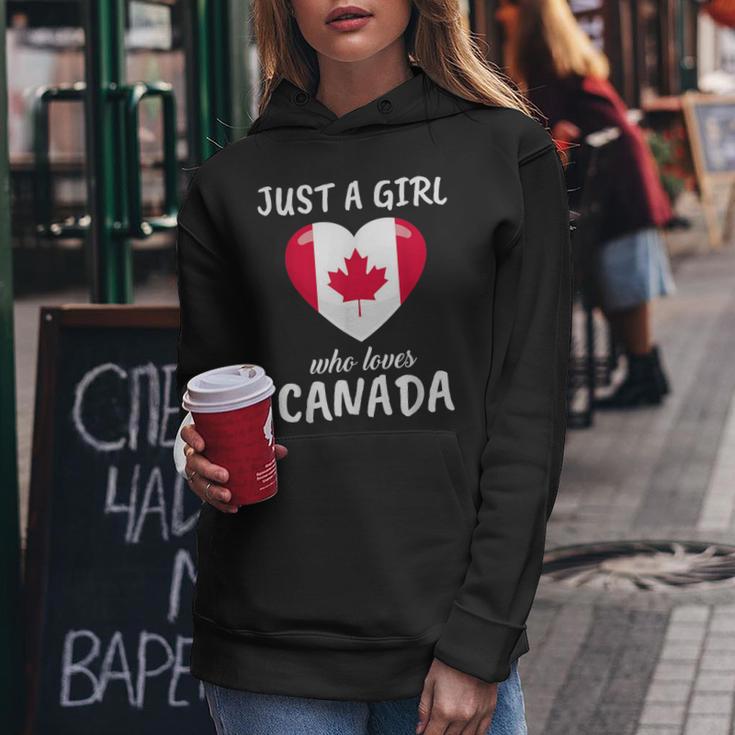 Just A Girl Who Loves Canada Travel Football Canada Kapuzenpullover für Damen Lustige Geschenke