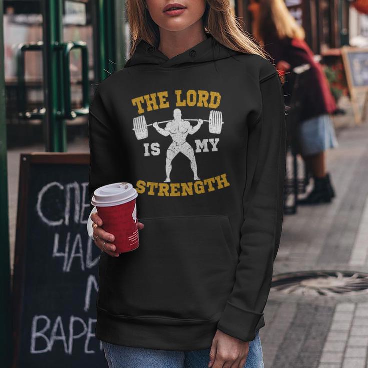 The Lord Is My Strength Christian Gym Jesus Workout S Kapuzenpullover für Damen Lustige Geschenke