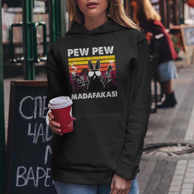 Pew Pew Madafakas Women'sintage Rabbit Crazy Rabbit Kapuzenpullover für Damen Lustige Geschenke