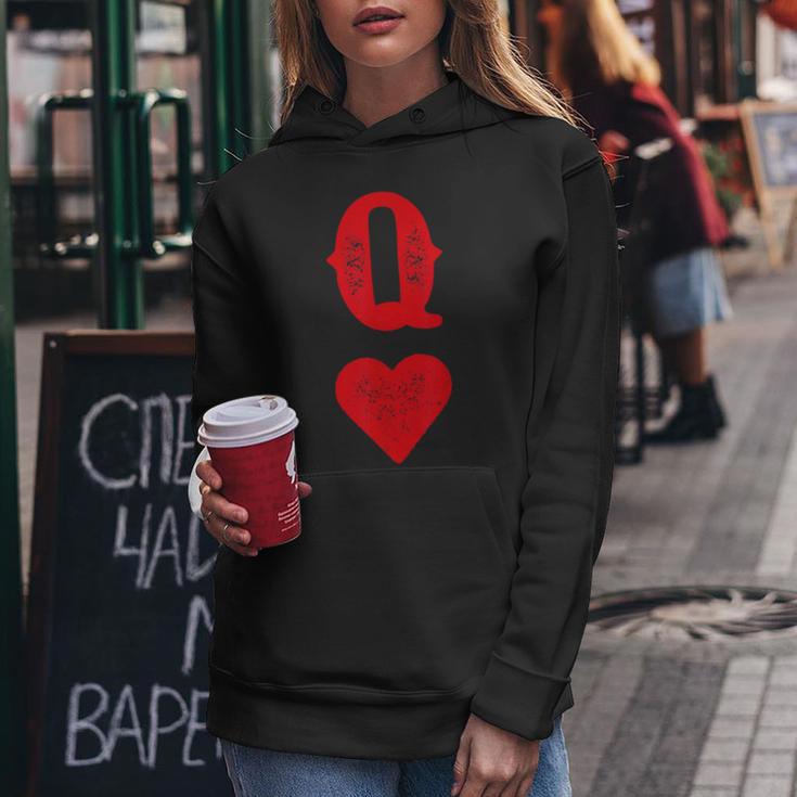 Queen Of Hearts Game Cards Poker Matching Couples S Kapuzenpullover für Damen Lustige Geschenke