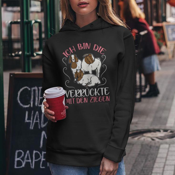 Women's Ich Bin Dieerrückte Mit Den Goat Ich Bin Dieerrückte Mit Kapuzenpullover für Damen Lustige Geschenke