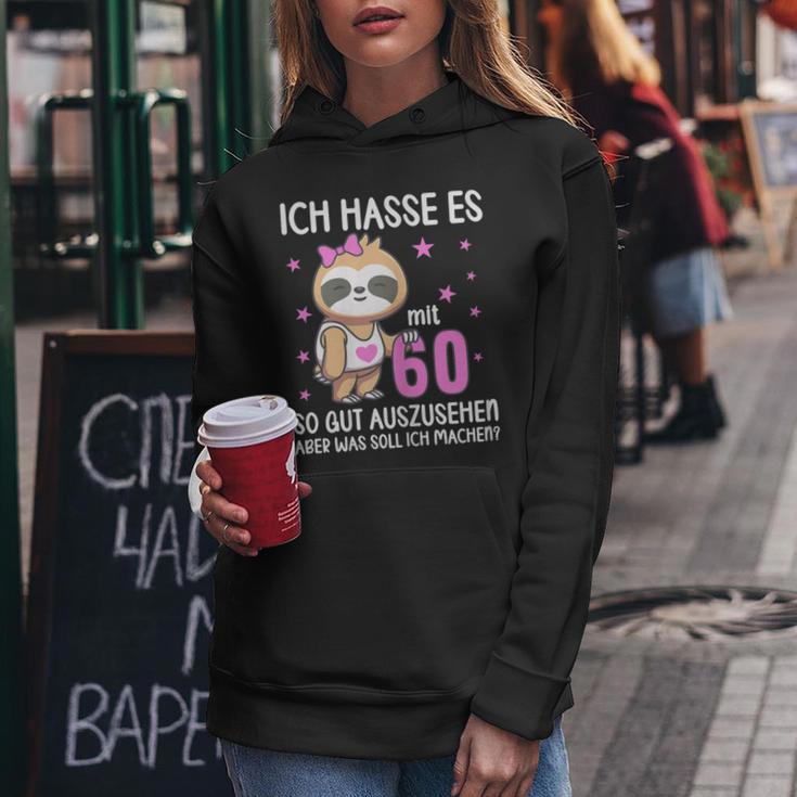 Women's Ich Hass Es Mit 60 So Gut Aussehen 60Th Birthday Sloth Kapuzenpullover für Damen Lustige Geschenke