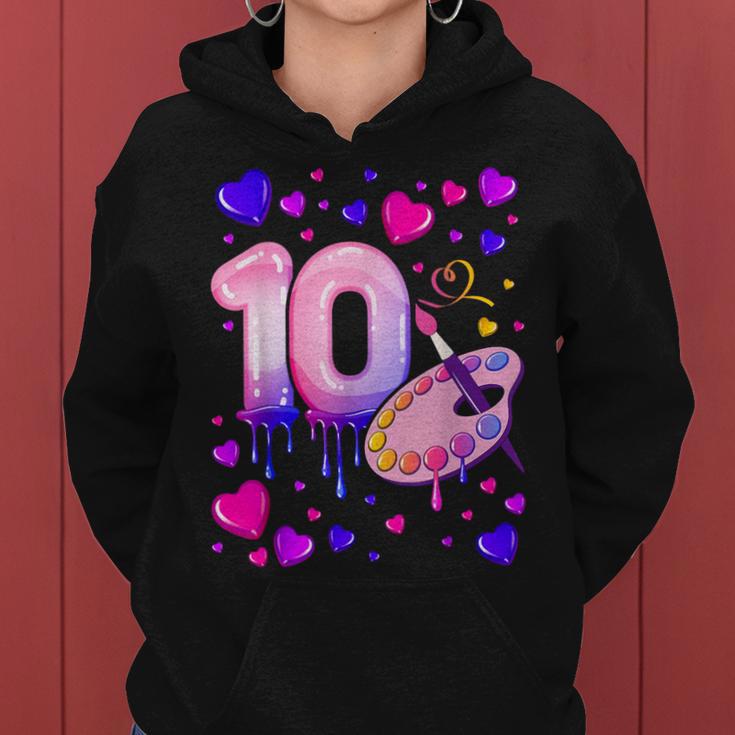 10Th Birthday Girl 10 Years Painting Number 10 Kapuzenpullover für Damen