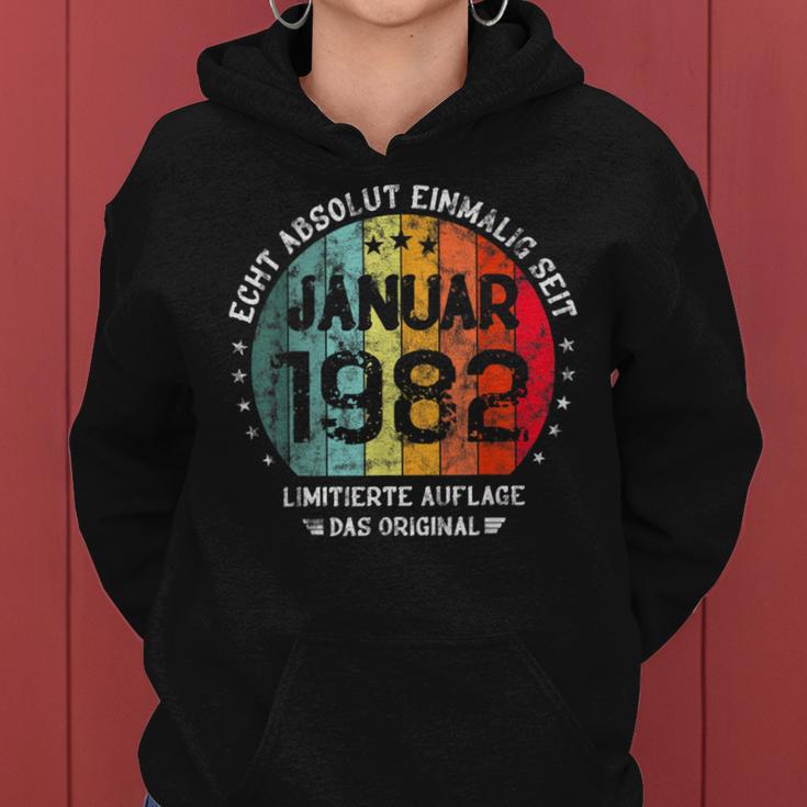 40Th Birthday Absolute Unique Since January 1982 Woman Man Kapuzenpullover für Damen