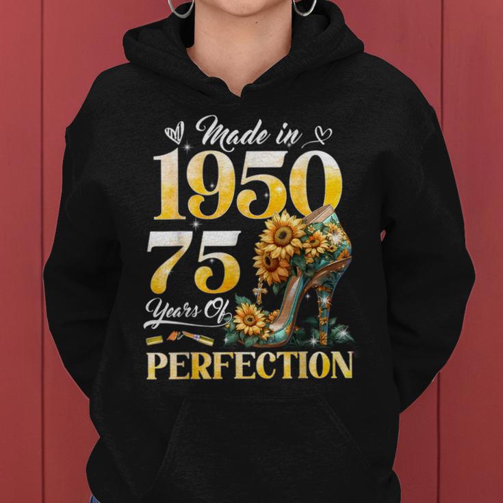 75Th Birthday Floral Made In 1950 75 Years Old Sunflower Sudadera con capucha para mujer
