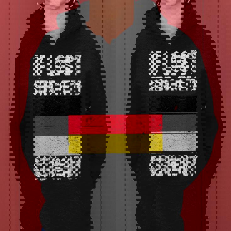 Bandera De Alemania Recuerdo – If Lost Send Me To Germany Cuello Sudadera con capucha para mujer
