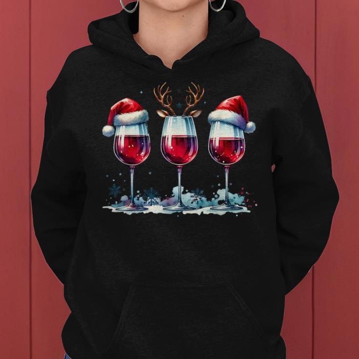 Christmas Red Wine Merry Christmas Reindeer Women's Kapuzenpullover für Damen